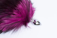 Load image into Gallery viewer, Foxtail Butt Plug - Purple and Black Cat Tail Plug - Roleplay Toy (Medium, Black)
