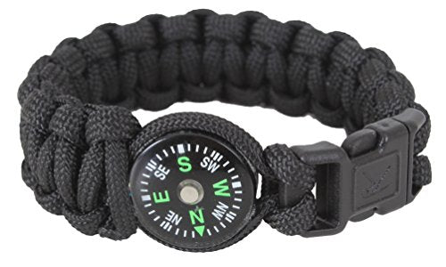 Rothco Paracord/Compass Bracelet, Black, 7''