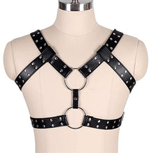 Load image into Gallery viewer, CAOMIAN Men Black Sexy Leather Vest Bondage Lingerie Gay Harness Adjustable Body Chest Harness Full Body BDSM Strap Belt Restraint Kit (Color : MH-003-Black)
