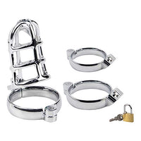 Male Chastity Device, Penis Cage with 3 Difference Size Rings Set Cock Cage Penis Exercise with Padlock Sex Toy for Men Romi