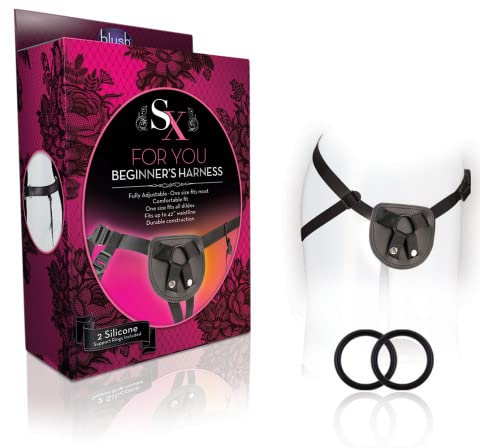 Blush SX for You Beginners Strapon Harness Kit - Fits Up to 47 Inch Waistline - Two O Rings Strap Design - Fully Adjustable Thigh & Waist Straps Comfortable Fit Machine Washable - Sex Toy for Adults