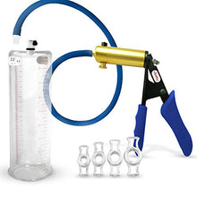 Load image into Gallery viewer, LeLuv Ultima Blue Premium Penis Pump Ergonomic Silicone Grip, Uncollapsable Hose &amp; Cylinder w/ 4 Cock Rings - 9&quot; x 3.00&quot;
