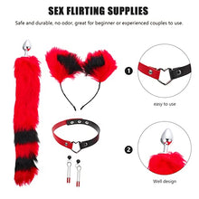 Load image into Gallery viewer, FOMIYES Fox Tail Cosplay Costume Set BDSM Game Toys Set include Bell Nipple Ring Clamp Plush Ear Headband Choker Butt Plug Flirting Breast Clip Vibrator Anal Plug
