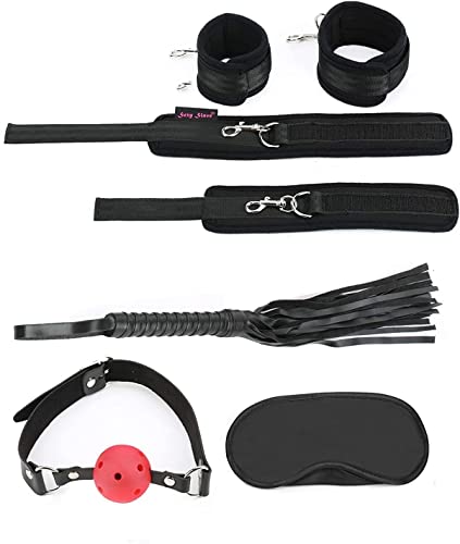 Sexy Salve Extreme 11-Piece Restraints Kit Under Bed Bondage Ankle Wrist Cuff Restraint Set with Blindfold Ball Gag Whip Value Pack