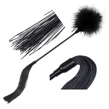 Load image into Gallery viewer, ABOOFAN Tickler Beat Black Leather Paddle Lovers Tickler Flogger Toy Party Whip Night Removable Flirting for Couples Cosplay Feather Tease Date Toys Paddles Spanking Fetish Silicone Pets Stick
