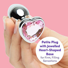 Load image into Gallery viewer, Lovehoney Jewelled Pink Heart Shaped Butt Plug - 2.5 Inch Metal Anal Plug - Petite Smooth Tapered Tip - Waterproof
