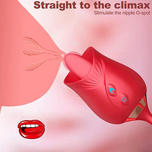 Load image into Gallery viewer, Rose Sex Toy Vibrator for Women 3 in 1 Clitoral Stimulator Tongue Licking Thrusting G Spot Vibrator with 10 Modes, Rose Adult Sex Toys Games,Clitoris Nipple Licker for Women Man Couple (red-flower1)
