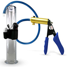 Load image into Gallery viewer, LeLuv Ultima Blue Premium Vibrating Vacuum Pump Ergonomic Silicone Grip, Uncollapsable Hose 12&quot; Length - 2.00&quot; Diameter Wide Flange Cylinder
