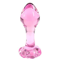 Epichao 4'' Flower Base Long Neck Pink Glass Anal Plug Crystal Ball Butt Plug Pleasure Wand Adult Sex Toy