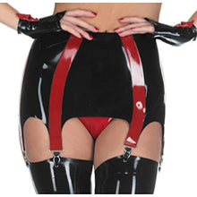 Load image into Gallery viewer, Strips Sexy Rubber Latex Skirt Suspenders with Garters,Purple with red,M
