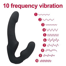 Load image into Gallery viewer, TINMICO 10 Speeds Strapless Strapon Dildo Vibrator Female Double Vibrating G Spot Adult Sex Toys,TMC Anal Prostate Massager,Gift for Women Couple Black
