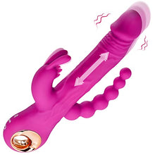 Load image into Gallery viewer, Thrusting Rabbit Vibrator G Spot Clitoral Anal Dildo Stimulation Adult Sex Toys with One Click Enhancement, 3 Powerful Thrusting Speeds &amp; 9 Vibrating Vagina Nipples Stimulator for Women (B-Rose)
