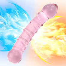 Load image into Gallery viewer, Glass Pleasure Wand, Crystal Double-Ended Dildo Penis with Raised Swirl Texture Mushroom Tip, Anal Butt Plug for G-spot Stimulation
