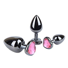 Load image into Gallery viewer, 3Pcs Anal Plugs, Stainless Steel Butt Plug Heart Shaped Jewelry Anal Trainer Sets Personal Massager for Unisex Masturbation Sex Factory (Pink)
