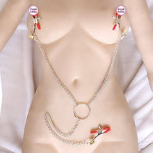 Load image into Gallery viewer, Three Heads Nipple Clamps with Metal Chains, Breast Massage Nipple Clips, Nipple Jewelry Non Piercing for Lady Own Use or Flirting with Couple (Red)
