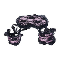 HEALLILY Women Lingerie Lace Blindfold Eye Mask Role Play Handcuff Costume Parties Pink