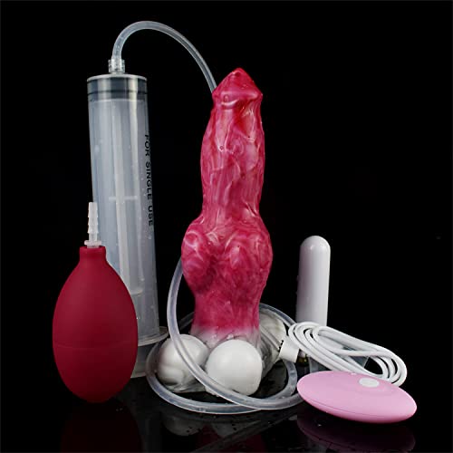 Realistic Vibrator Squirting Dog Dildo 10 Vibration Modes 6.9 Inches Silicone Vibrating Dildos Big Knot Dildo Vibrator with Wireless Remote Control Adult Sex Toy for Women