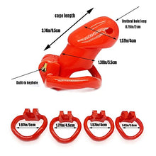 Load image into Gallery viewer, BOXIFA Male Chastity Device Cock Cage Sex Toys for Men Penis Belt Lock with 4 Penis Rings Lock Adult Games Red, 1 Count
