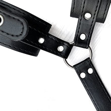 Load image into Gallery viewer, THAT NIGHT Sexy Exotic Costumes, Handcuffs Leather Flirting Restraint Straps Back Bondage Sex Toys for Bondage Leather Goods Black
