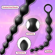 Load image into Gallery viewer, Anal Beads, Silicone Flexible Anal Chain Butt Plug with 7 Gradual Balls and Pull Loop Prostate Massager G-spot Stimulator TJIJP Anal Training Sex Toy for Beginner 8.23 inch, Black
