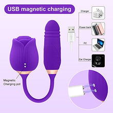 Load image into Gallery viewer, Rose Toy Vibrator for Women, 2 in 1 Nipple Sucker Oral Sex Vibrating Wand, G Spot Rose Vibrator, Clitoral Vibrator, Dildo Stimulator Vaginal and Anal Sex Toy, 1.0 Count
