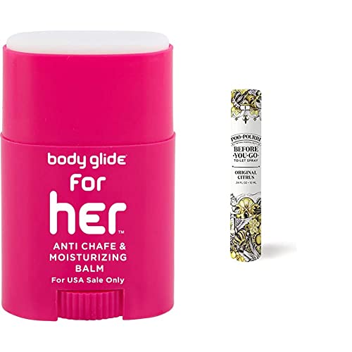 body glide FH8 body glide For Her Anti Chafe Balm, 0.8 oz (USA Sale Only) & Poo-Pourri Before-You-go Toilet Spray, Original Citrus Scent, 10 ml.