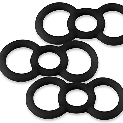 LeLuv Loop Handle Tension Rings Eyro Slippery Black Silicone .7 inch Unstretched Diameter 3 Pack