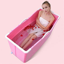 Load image into Gallery viewer, Bathtub Foldable Adult Body Plastic Bath with Non-Slip Handrail Comfortable Headrest Drainage Hole (Color : Pink)
