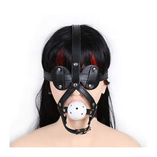 Load image into Gallery viewer, FHBWQY Leather Mouth Plug Hollow White Sexy Mouth Clip Blindfold Headgear Adult Sm Bondage Supplies
