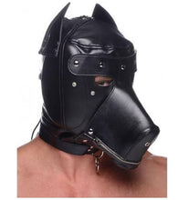 Load image into Gallery viewer, Leather Padded Puppy Play Mask Slave Fetish Erotic Mast Black BDSM Bondage Gay Interes (Large, Black)
