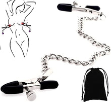 Load image into Gallery viewer, YUGE Adjustable Metal Nipple Clamps 3393 Necklace Entertainment Chain Clip for Women/Man Non-Piercing Nipplerings Clip On Nipple Rings Decorative Clip for Clothing Accessories Black
