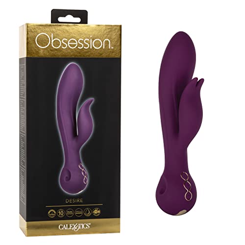CalExotics Obsession Desire Vibrator  Premium Rechargeable Silicone Rabbit Massager Sex Toy for Women - Purple