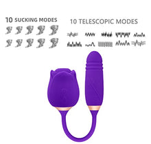 Load image into Gallery viewer, Rose Toy Vibrator for Women, 2 in 1 Nipple Sucker Oral Sex Vibrating Wand, G Spot Rose Vibrator, Clitoral Vibrator, Dildo Stimulator Vaginal and Anal Sex Toy, 1.0 Count
