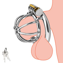 Load image into Gallery viewer, Romi Stainless Steel Male Chastity Device Tease Cock Cage Locked Penis Exercise for Men Silver (1.77 inch)
