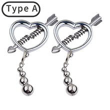 Load image into Gallery viewer, Loloda 2Pcs Non-Piercings Nipple Clamps Clips Breast Nipple Shields Rings with Internal Spike Couple Pleasure Erotic Sex Toy Type A Silver One Size
