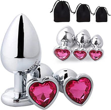 Load image into Gallery viewer, Heart Butt Plug Set Metal Anal Plug - 3 Pcs Anal Plugs, Buttplug, But Plug, Sexual Stimulation Device for Butt Plug Set, Anal Sex Toy Butt Toys Anal Toys, Butt Training Plugs Kit for Women Men Couple
