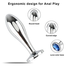 Load image into Gallery viewer, Anal Butt Plug, 3Pcs Set Safety Metal Anal Butt Plug Sex Toy with Crystal Diamond Beginner Anal Toy for Adult Unisex (Blue)
