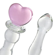 Load image into Gallery viewer, Glass Double-Ended Dildo G-Spot Stimulation Butt Plugs Anal Beads Pleasure Wand with Pink Heart Sex Factory
