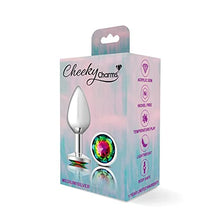 Load image into Gallery viewer, Viben Toys  Cheeky Charms Butt Plug  Body Safe Aluminum Alloy, Lightweight Anal Plug  Silver Round Rainbow Acrylic Gemstone - Medium
