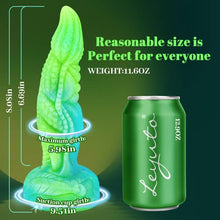 Load image into Gallery viewer, 8.1in Luminous Monster Realistic Dildo with Strong Suction Cup, Leyuto Basilisk Dragon Silicone Anal Dildos Flexible Cock with Curved Shaft Adult Sex Toy for Women &amp; Men G Spot &amp; Anal Play, Green
