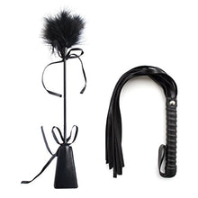 Load image into Gallery viewer, 2 Bondage Set Leather Whip Floggers Turkey Feather Tickler Leather Paddle Hand Slapper
