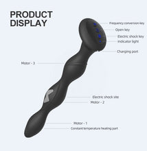 Load image into Gallery viewer, Vibrating, Heating and Thrusting Electric Shock Anal Beads, Body-Safe Silicone Anal Plug Sex Toys, Water Proof and USB Charging Prostate Massager, Black Butt Plug for Beginners and Advanced Users
