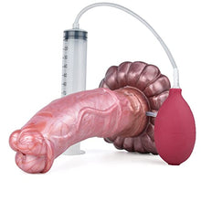 Load image into Gallery viewer, 9 Inch Horse Squirting Dildo Simulated Animal Ejaculating Dildo with 30ml Suction Bulb 100ml Syringe and Strong Suction Cup Waterproof Thick Anal Plug Suitable for Female Couples
