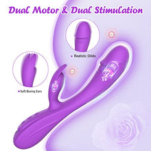 Load image into Gallery viewer, Rabbit Vibrator Sex Toy 3in1 Dildo for Women,7*7 Vibrators Modes CKSOHOT 8.46&#39;&#39; Liquid Silicone Sex Toy Dildos,IPX7 Fully Waterproof - Purple
