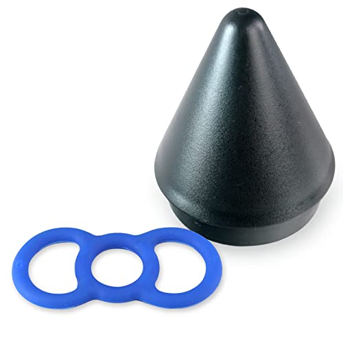 LeLuv Loop Handle Penis Tension Rings Eyro Slippery Blue Silicone Bundle with Easyop 2.25 inch Loader Cone .75 inch Unstretched Diameter