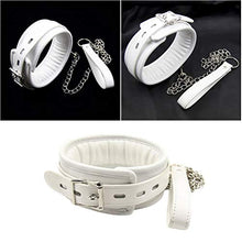 Load image into Gallery viewer, Amosfun Leather Leash Choker Neck Bondage Bed Sexy Harness Restraints for Couples Lovers White
