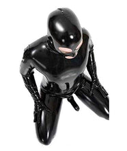 Load image into Gallery viewer, BERMEL Men&#39;s Sexy Chastity Zentai Leather Straitjacket Stage Catsuit Slave Toys Toys for Men Nose Open Bodysuit Jumpsuit Black (M)
