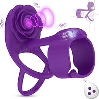 Vibrating Cock Ring Sex Toys for Couples - RIDMII 3 IN 1 Vibrating Penis Ring with 10 Vibration, Rose Shaped Female Clitoral Stimulator Vibrators with Remote, Vibrating Ring Adult Sex Toys for Couples