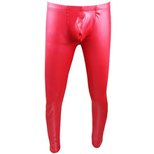 Load image into Gallery viewer, YiZYiF Fashion Men&#39;s Faux Leather PVC Trousers Night Club Dance Slim Long Pants (31.5-42.0/80-106cm, Red)
