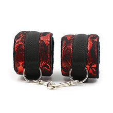 Load image into Gallery viewer, NA Detachable Red Lace Leather Handcuffs Bracelet Soft Plush Lining Wrist Handcuffs Cuffs Role Play Exercise for Home Yoga Gyms Party Cosplay
